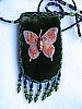 Olive green cell phone holder w/ pink butterfly